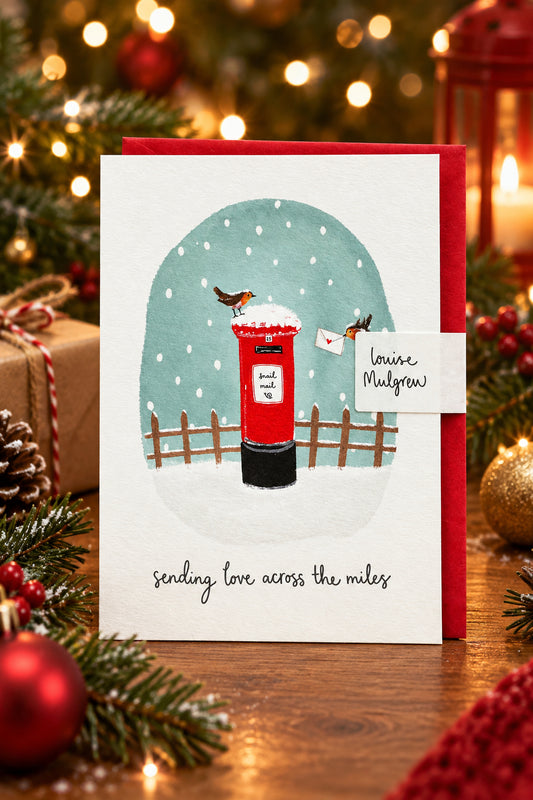 Christmas Postbox Sending Love Across The Miles Greeting Card
